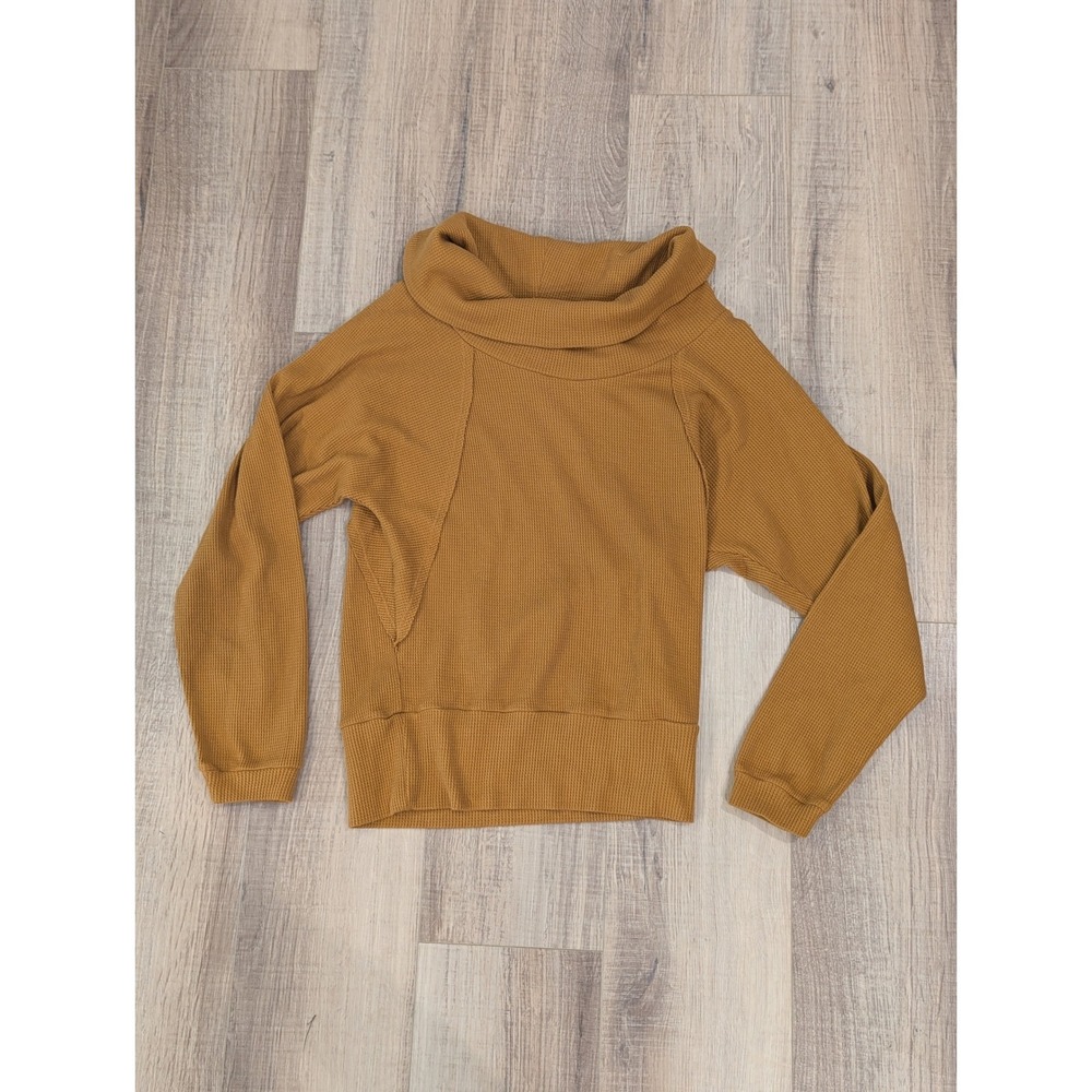 Pilcro Anthropologie Waffle Knit Funnel Neck Pullover Sweater Camel Womens S